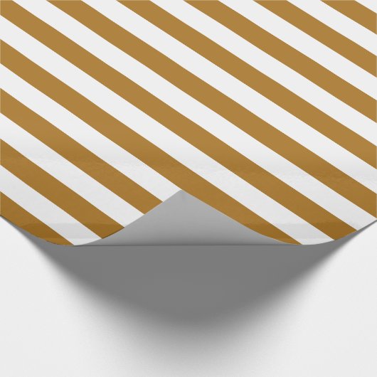 Matte gouden en witte streep cadeaupapier (Hoek)