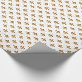 Matte Gouden Fleur-de-lis op Wit Cadeaupapier (Hoek)