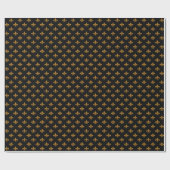 Matte Gouden Fleur-de-lis op Zwart Cadeaupapier (Vlak)