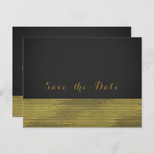 Matte Gouden Moderne Glam Sequins Chic Save the Da Aankondigingskaart (Voorkant / Achterkant)