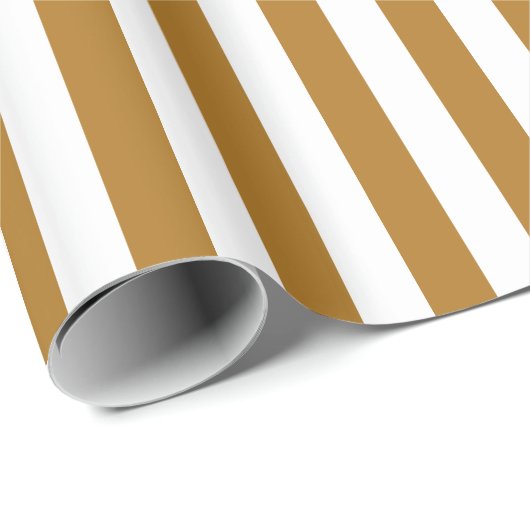 Matte gouden/witte streep cadeaupapier (Rol Hoek)