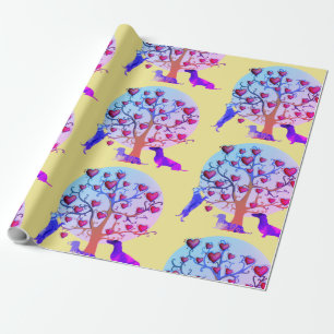 Matte inpakpapier, Valentijn Dachshund Hearts Cadeaupapier