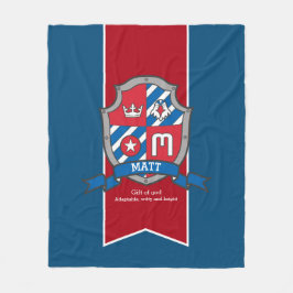 Matte letter M met de naam blauwe deken