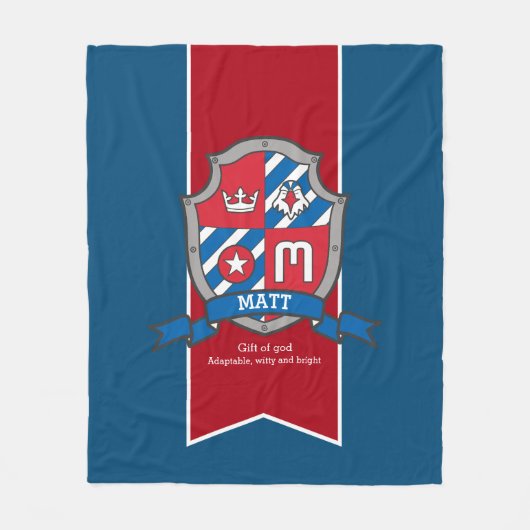 Matte letter M met de naam blauwe deken (Voorkant)