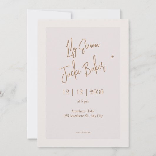 Matte lijst foto trouwdag gouden beige uitnodiging (Achterkant)