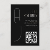 Matte Monogram Minimal Qr Code Wedding Black Informatiekaartje (Voorkant)