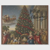 Matte Nativity Santa Christmas Wrapping Paper Cadeaupapier (Vlak)