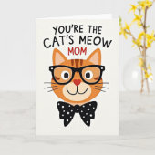 Matte Oranje Katten Miauw Moeder Kaart (Gele Bloem)