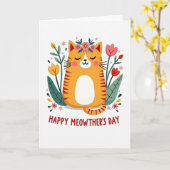 Matte Oranje Kittie Liefde Kaart (Gele Bloem)