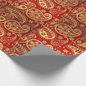 Matte pakpapier, 30 x 15 inch rood & goudpaisley cadeaupapier (Hoek)