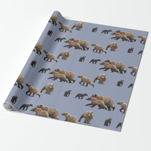 Matte pakpapier, 30 x 6 inch met grizzly beren cadeaupapier (Uitgerold)