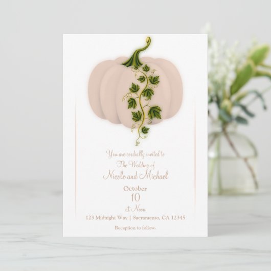 Matte Pink Storybook Fall Wedding Kaart (Staand voorkant)