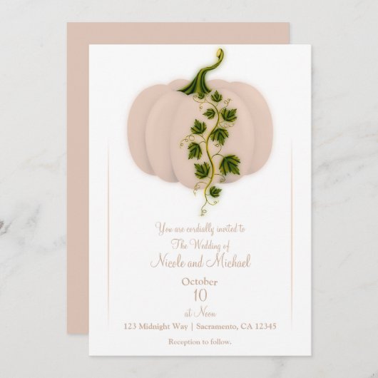 Matte Pink Storybook Fall Wedding Kaart (Voorkant / Achterkant)