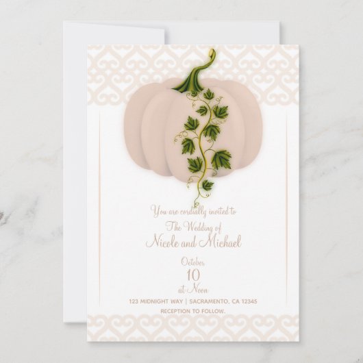 Matte Pink Storybook Hearts Fall Wedding Kaart (Voorkant)