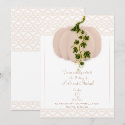 Matte Pink Storybook Hearts Fall Wedding Kaart (Voorkant / Achterkant)