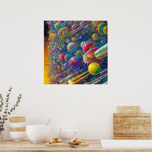 Matte poster over Space Race (Keuken)