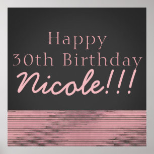Matte roze en grijze moderne Glam Sequin Party Ban Poster
