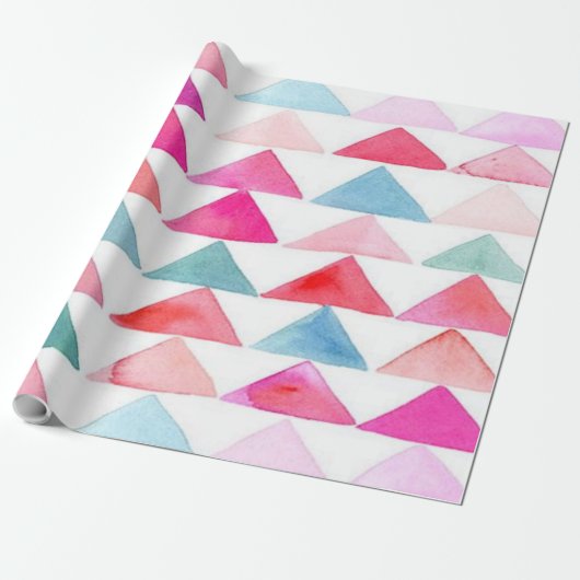Matte wikkelpapier, driehoeken van Waterverf Cadeaupapier (Uitgerold)