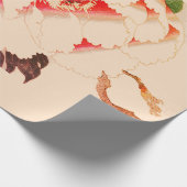 Matte wrapping Paper Japans Woodblock Poppies Cadeaupapier (Hoek)