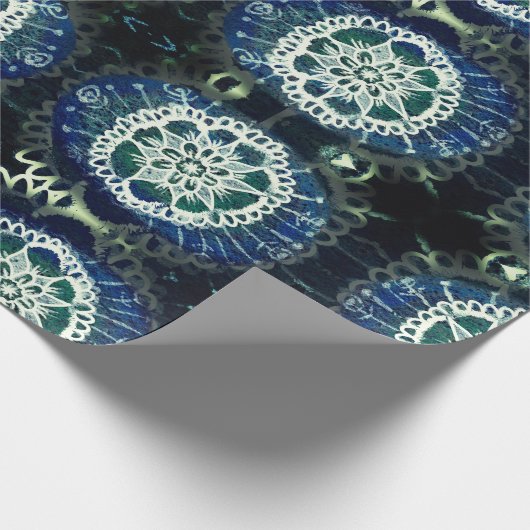 Matte Wrapping Papier, witte blauwe mandala Cadeaupapier (Hoek)