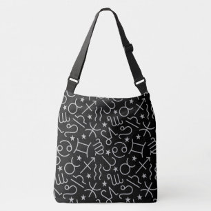 Matte Zilveren Dierenriemtekens en Sterren op Zwar Crossbody Tas