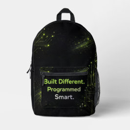 Matte zwart en elektrisch lime patronen AI-kunst Bedrukte Rugzak