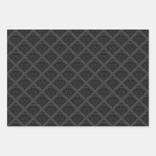 Matte zwart en grijs esthetisch patroon inpakpapier vel (Voorkant 3)