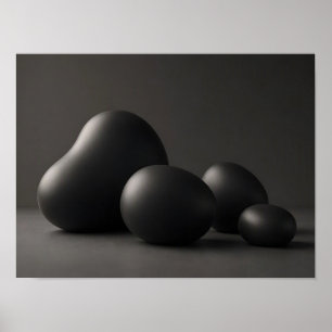 Matte Zwarte Organische Vormen Minimalistische Abs Poster