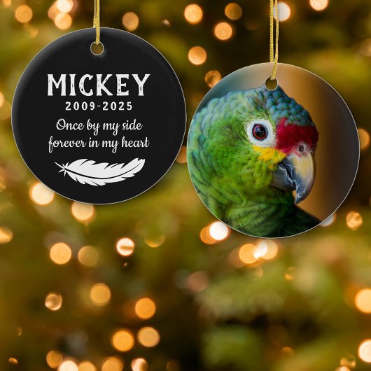 Matte Zwarte Veer Foto Pet Bird Memorial Keramisch Ornament