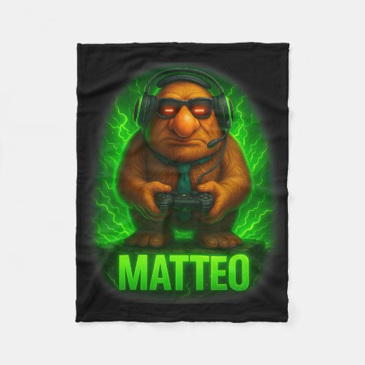 Matteo Meme Italiaanse Brainrot Goblin Das Hoed Vi Fleece Deken (Voorkant)