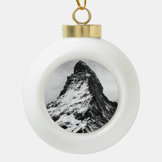 Matterhorn, Alpen zwart-wit Keramische Bal Ornament (Voorkant)