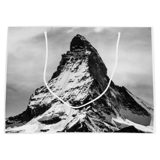Matterhorn, Alpen zwart-wit Large Cadeautasje (Voorkant)