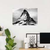 Matterhorn, Alps black and white Poster (Thuiskantoor)