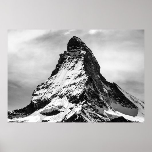 Matterhorn, Alps black and white Poster (Voorkant)