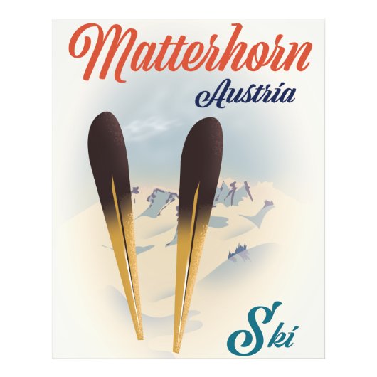 Matterhorn Austria ski poster. Foto Afdruk (Voorkant)