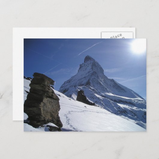 Matterhorn beklede sneeuw briefkaart (Voorkant / Achterkant)