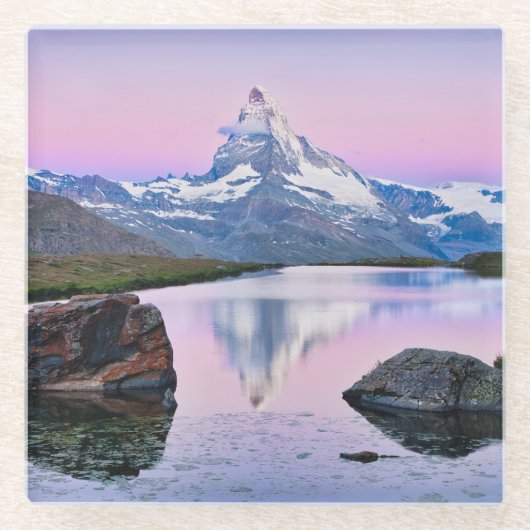 Matterhorn berg in Zermatt, Zwitserland Glazen Onderzetter (Voorkant)