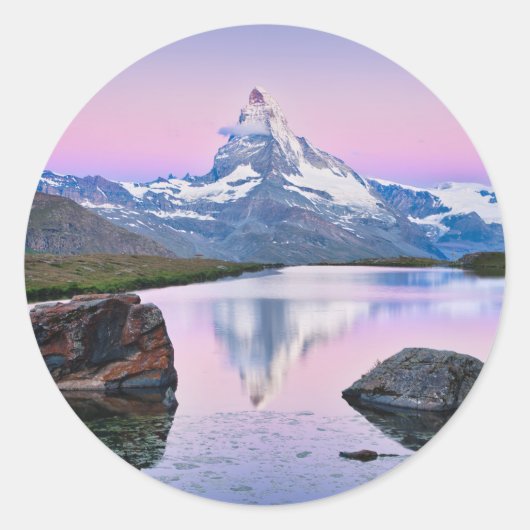 Matterhorn berg in Zermatt, Zwitserland Ronde Sticker (Voorkant)