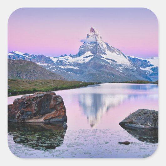 Matterhorn berg in Zermatt, Zwitserland Vierkante Sticker (Voorkant)