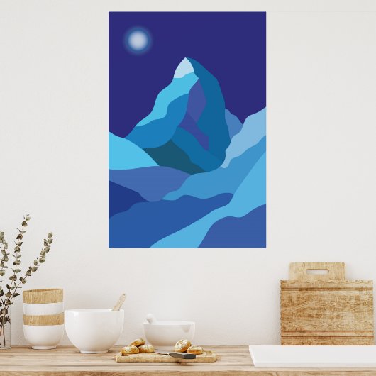Matterhorn berg. Winternacht Poster (Keuken)