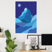 Matterhorn berg. Winternacht Poster (Thuiskantoor)