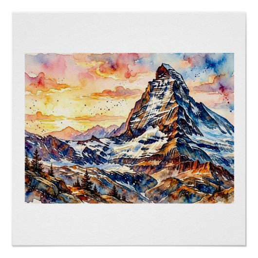 Matterhorn bij zonsopgang, perfect poster (Voorkant)