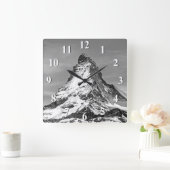 Matterhorn Black en White Vierkante Klok (Huis)