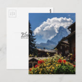 Matterhorn en Zermatt-dorpshuizen, Zwitserland Briefkaart (Voorkant / Achterkant)