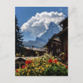 Matterhorn en Zermatt-dorpshuizen, Zwitserland Briefkaart (Voorkant)