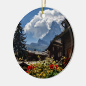 Matterhorn en Zermatt-dorpshuizen, Zwitserland Keramisch Ornament (Links)