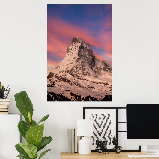 Matterhorn Peak Zwitserland Zonsondergang Poster (Thuiskantoor)