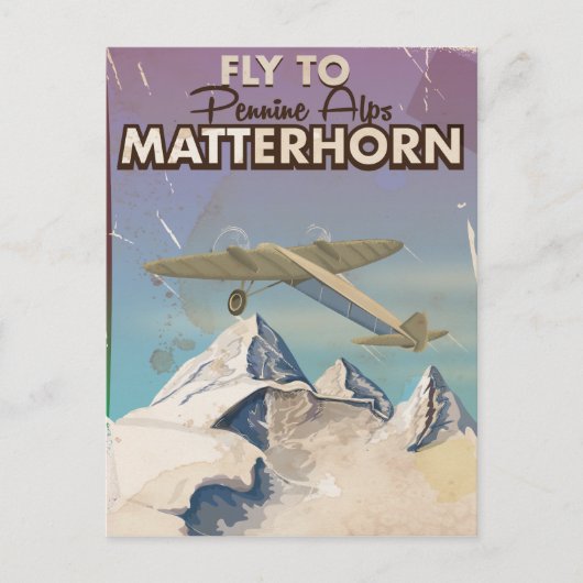 Matterhorn, Pennine Alps Vintage Travel poster Briefkaart (Voorkant)