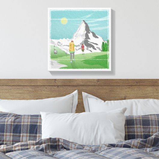 Matterhorn reisposter Zwitserland Canvas Afdruk (Insitu (Slaapkamer))