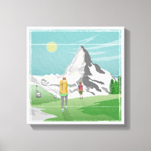 Matterhorn reisposter Zwitserland Canvas Afdruk